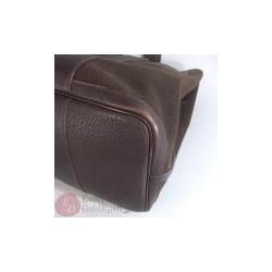 Pre Owned Hermes Dark Brown Canvas Leather MM Bag