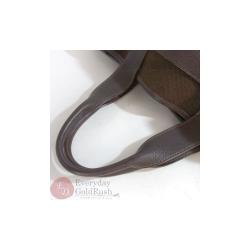 Pre Owned Hermes Dark Brown Canvas Leather MM Bag