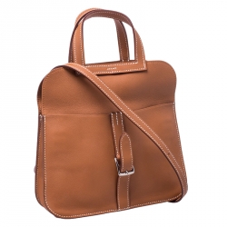 مملوكة مسبقًا حقيبة هيرمس هالزان صغيرة جلد سويفت بني