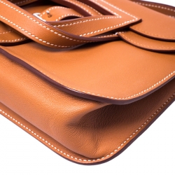 مملوكة مسبقًا حقيبة هيرمس هالزان صغيرة جلد سويفت بني