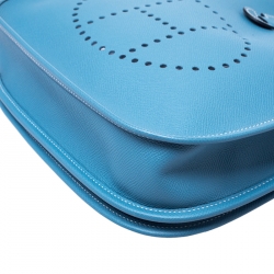 Pre Owned Hermes Blue Lagon Epsom Leather Evelyne III PM Bag