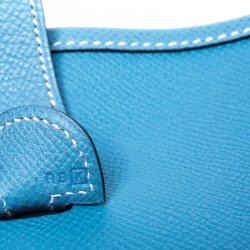 Pre Owned Hermes Blue Lagon Epsom Leather Evelyne III PM Bag