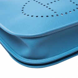 Pre Owned Hermes Blue Lagon Epsom Leather Evelyne III PM Bag