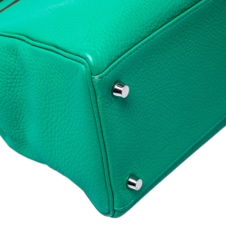 Pre Owned Hermes Bambou Clemence Leather Palladium Hardware Kelly Retourne 35 Bag 