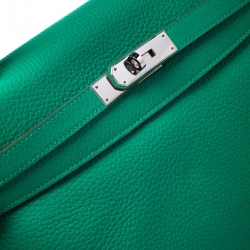 Pre Owned Hermes Bambou Clemence Leather Palladium Hardware Kelly Retourne 35 Bag 