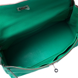 Pre Owned Hermes Bambou Clemence Leather Palladium Hardware Kelly Retourne 35 Bag 