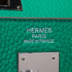 Pre Owned Hermes Bambou Clemence Leather Palladium Hardware Kelly Retourne 35 Bag 
