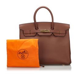 Hermes Terre Clemence Togo Leather Gold Hardware Birkin 35 Bag