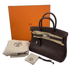 Hermes Chocolate Taurillon Clemence Leather Gold Hardware Birkin 30 Bag