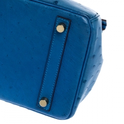 Hermès Mykonos Blue Ostrich Gold Hardware Birkin 30 Bag