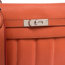 Pre Owned Hermes Orange Leather Palladium Hardware Berline Bag