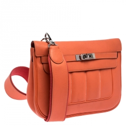 Pre Owned Hermes Orange Leather Palladium Hardware Berline Bag
