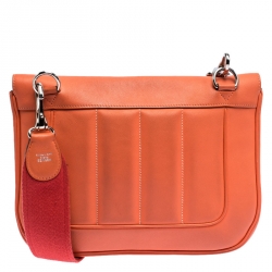 Pre Owned Hermes Orange Leather Palladium Hardware Berline Bag