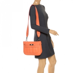 Pre Owned Hermes Orange Leather Palladium Hardware Berline Bag