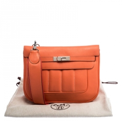 Pre Owned Hermes Orange Leather Palladium Hardware Berline Bag