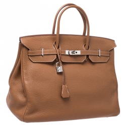 Hermes Gold Clemence Leather Palladium Hardware Birkin 40 Bag
