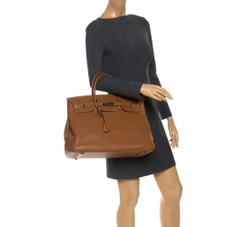 Hermes Gold Clemence Leather Palladium Hardware Birkin 40 Bag