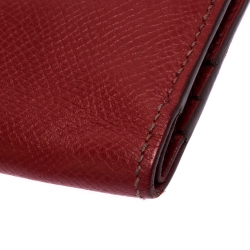 Pre Owned Hermès Red Leather Bearn Compact Wallet