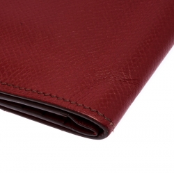 Pre Owned Hermès Red Leather Bearn Compact Wallet