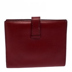 Pre Owned Hermès Red Leather Bearn Compact Wallet