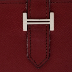 Pre Owned Hermès Red Leather Bearn Compact Wallet