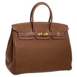 Hermes Gold Togo Leather Gold Hardware Birkin 35 Bag