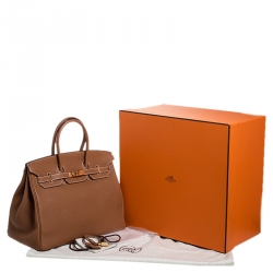 Hermes Gold Togo Leather Gold Hardware Birkin 35 Bag