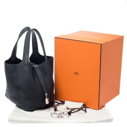 Pre Owned Hermes Black Clemence Leather Picotin Lock PM Bag