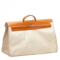 Pre Owned Hermes Beige Canvas Herbag GM Satchel