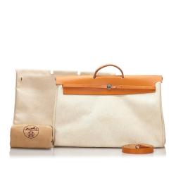 Pre Owned Hermes Beige Canvas Herbag GM Satchel