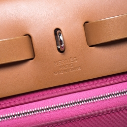 Hermes Rose Lipstick/Natural Canvas and Leather Herbag Zip 31 Bag
