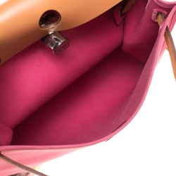 Hermes Rose Lipstick/Natural Canvas and Leather Herbag Zip 31 Bag