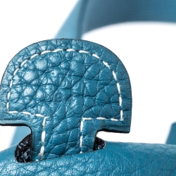 Hermes Blue Izmir Clemence Leather Evelyne III PM Bag