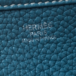 Hermes Blue Izmir Clemence Leather Evelyne III PM Bag