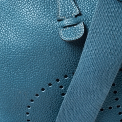 Hermes Blue Izmir Clemence Leather Evelyne III PM Bag