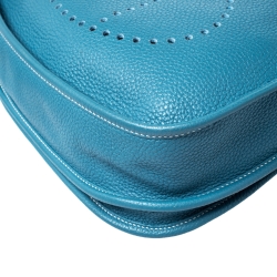 Hermes Blue Izmir Clemence Leather Evelyne III PM Bag