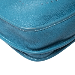Hermes Blue Izmir Clemence Leather Evelyne III PM Bag