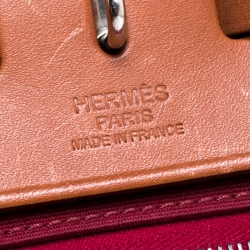 Pre Owned Hermes Burgundy Canvas and Leather Herbag Zip 31 Bag