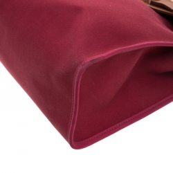 Pre Owned Hermes Burgundy Canvas and Leather Herbag Zip 31 Bag