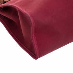 Pre Owned Hermes Burgundy Canvas and Leather Herbag Zip 31 Bag