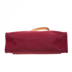 Pre Owned Hermes Burgundy Canvas and Leather Herbag Zip 31 Bag
