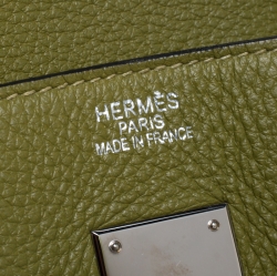 Pre Owned Hermes Anis Green Clemence Leather Palladium Hardware Birkin 35 Bag