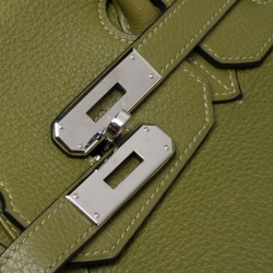 Pre Owned Hermes Anis Green Clemence Leather Palladium Hardware Birkin 35 Bag
