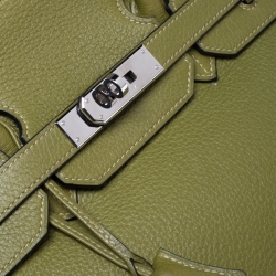 Pre Owned Hermes Anis Green Clemence Leather Palladium Hardware Birkin 35 Bag