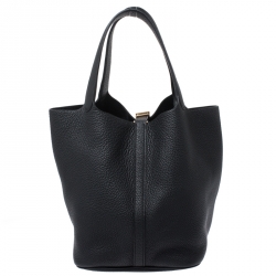 Pre Owned Hermes Black Togo Leather Gold Hardware Picotin GM Bag