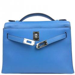 Hermes Celeste Swift Leather Palladium Hardware Kelly Pochette Hermes