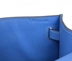 Hermes Blue Box Leather Palladium Hardware Kelly Pochette Bag