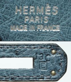 Hermes Blue Ostrich Leather Palladium Hardware Birkin 35 Bag