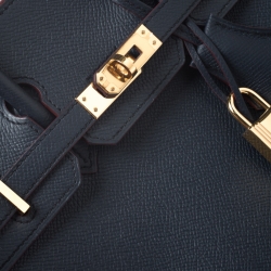 Hermes Blue Marine Epsom Leather Gold Hardware Birkin 25 Bag