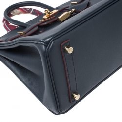 Hermes Blue Marine Epsom Leather Gold Hardware Birkin 25 Bag